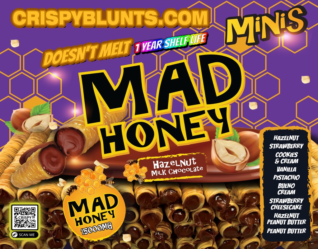 MAD HONEY BAKLAVA MINIS Jar of 40 minis 15000mg each with hazelnut chocolate Crispy Blunts Cream Crispy Phyllo Dough 242