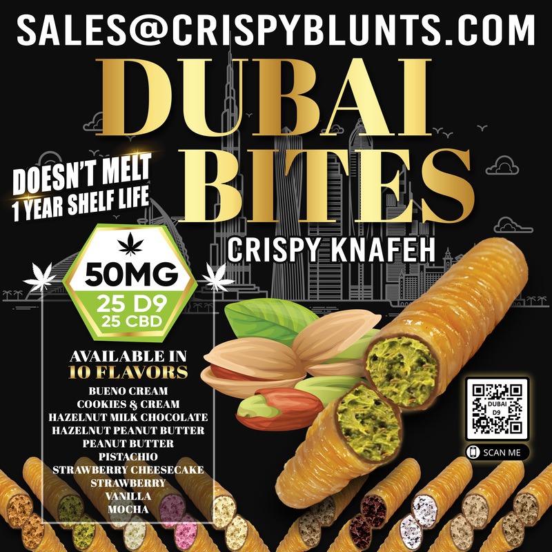 DUBAI BITES Minis 50mg each D9 25mg & CBD 25mg KATAIFI KHUNAFA 305